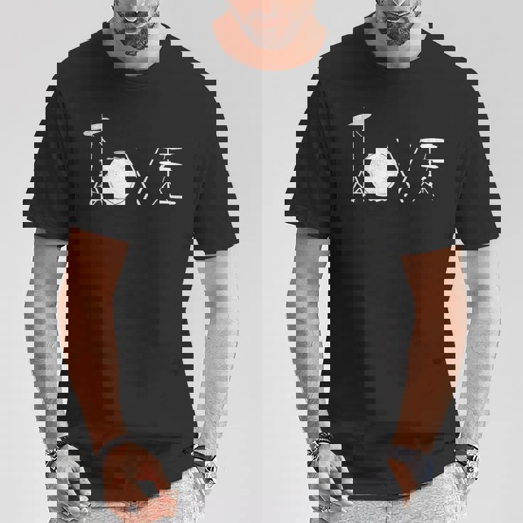 Drummer Love グラフィックドラムセット ドラミングミュージシャン ロックバンド Tシャツ 面白い贈り物