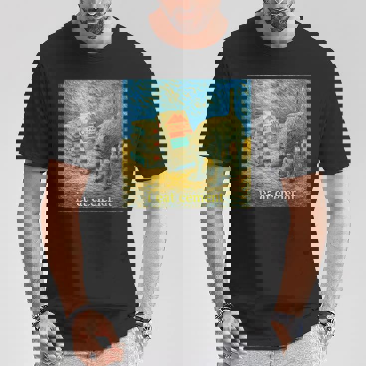I Eat Cement 猫 ゴッホ 印象派 絵画 美学 Tシャツ 面白い贈り物