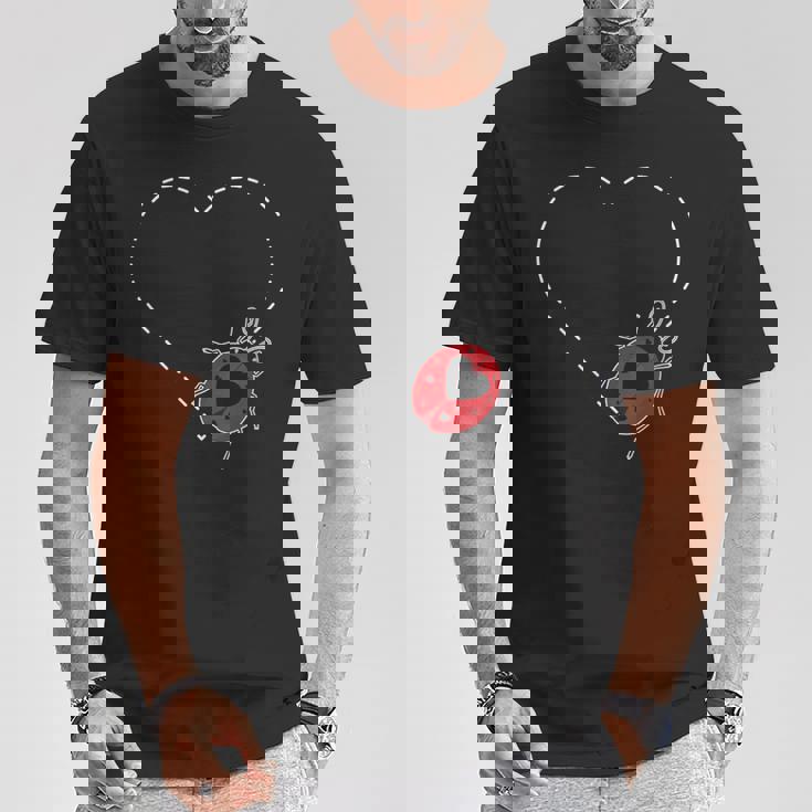 Escarabajos Corazón De Mariquita Insectos Cuello Camiseta unisex Regalos divertidos