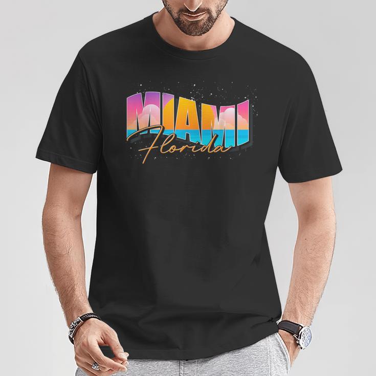 Fltateacances D'été Tropicalesouth Beach Miami Floride T-Shirt Cadeaux drôles