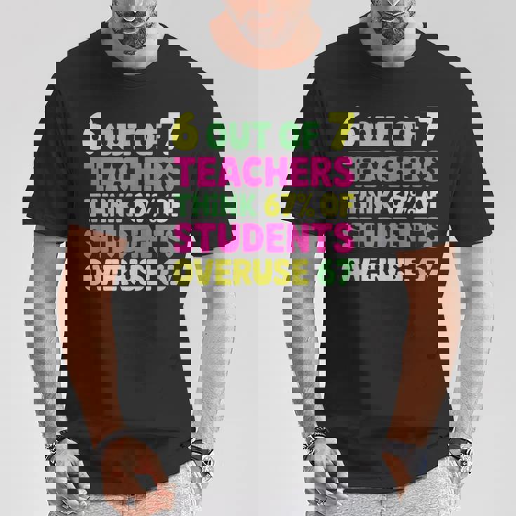 67 Teacher Teacher 6 7 Overuse 67 T-Shirt Personalized Gifts