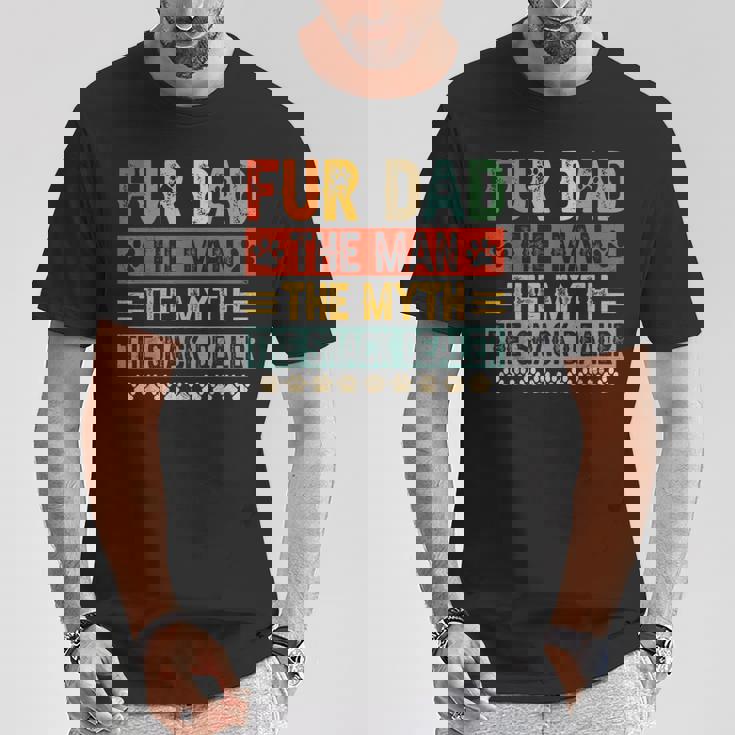 Fur Dad Man Mythnack Dealer Paw Cat Dog Festa Del Papà Maglietta Regalos divertidos