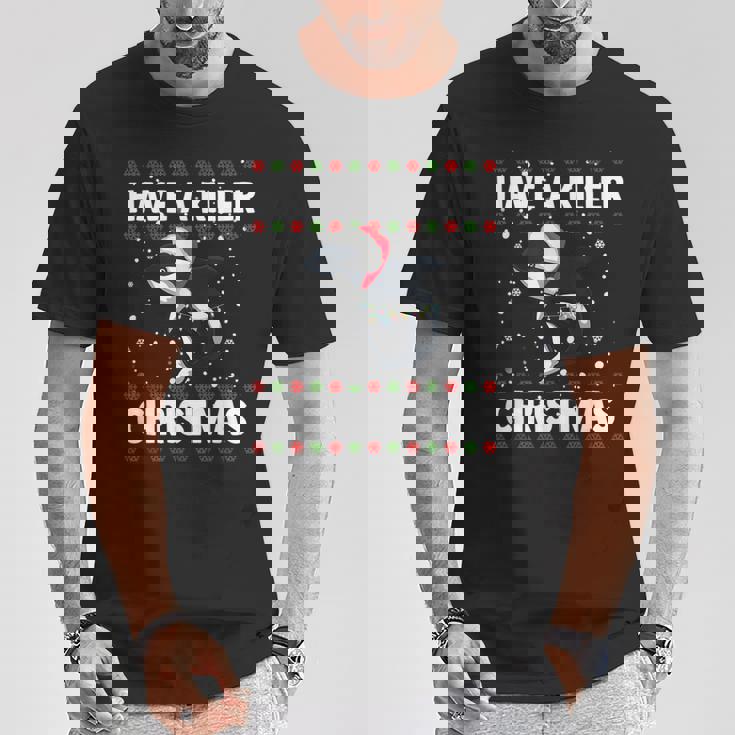 Have A Killer Whale クリスマス サンタ アグリークリスマス シャチ ファニー Tシャツ 面白い贈り物