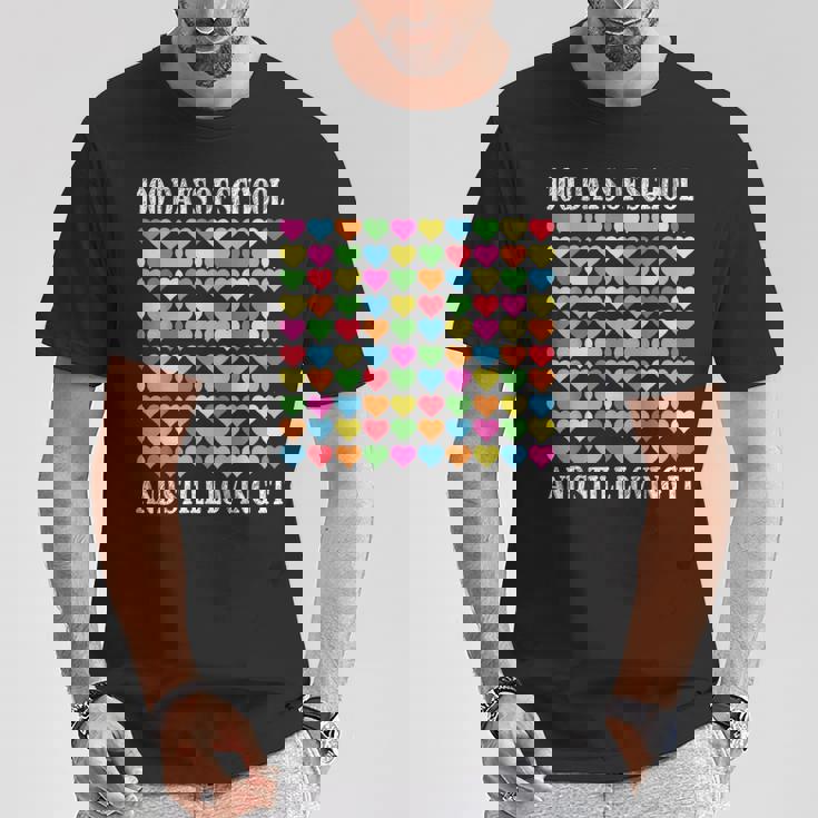 Heart Love 100 Days Ofchool Teacher Boy Girl Tシャツ 面白い贈り物