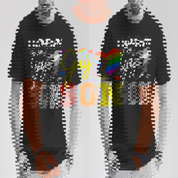 Io Amo Il Mio Gay Figlio Lgbt Orgoglio Mamma Papà Maglietta Regalos divertidos