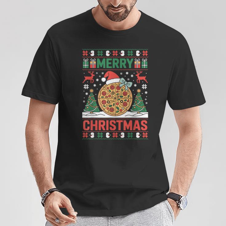 Joyeux Noël Pizza Pull Laidapin De Noël Amusant T-Shirt Cadeaux drôles