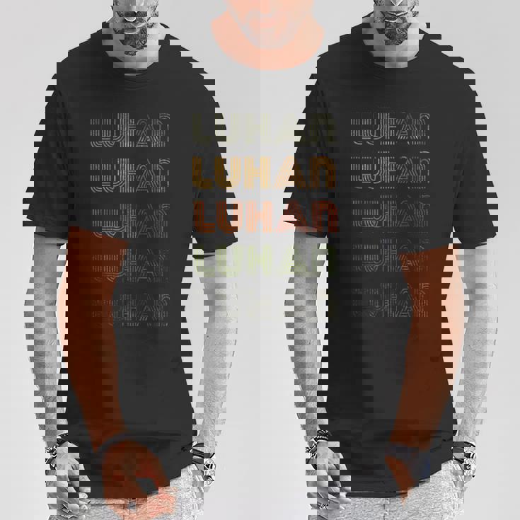 Love Heart Luhan グランジ ビンテージスタイル ブラック Luhan Tシャツ 面白い贈り物