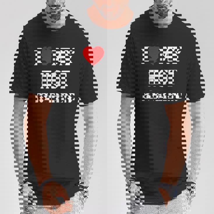 I Love My Hot Boyfriend シャツ マッチング I Heart My Boyfriend Tシャツ 面白い贈り物