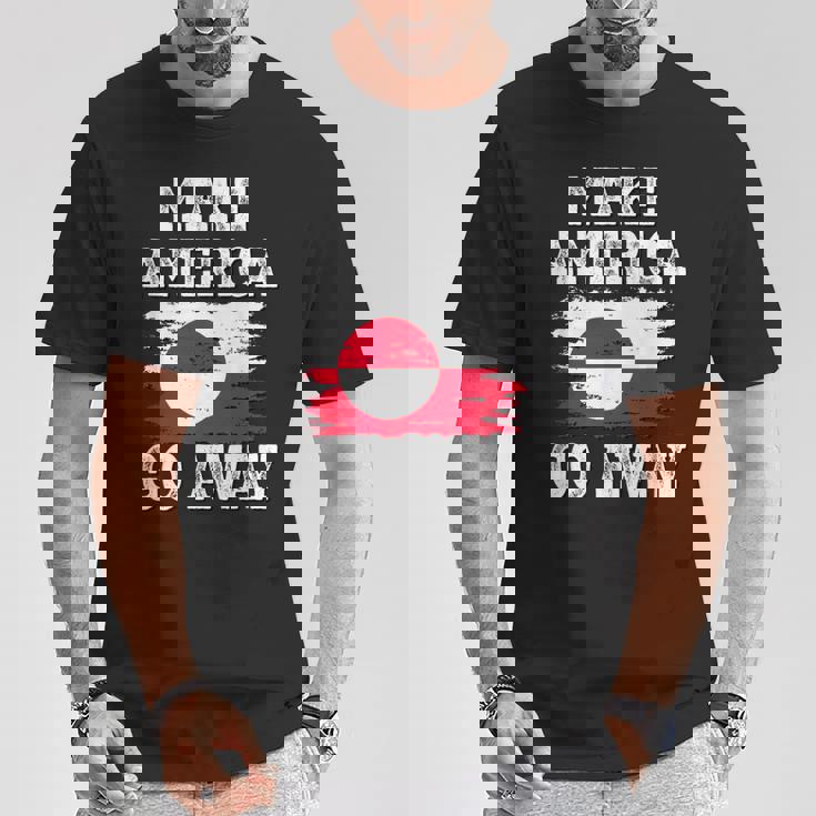 Make America Go Away グリーンランド国旗 アンティーク調 Tシャツ 面白い贈り物