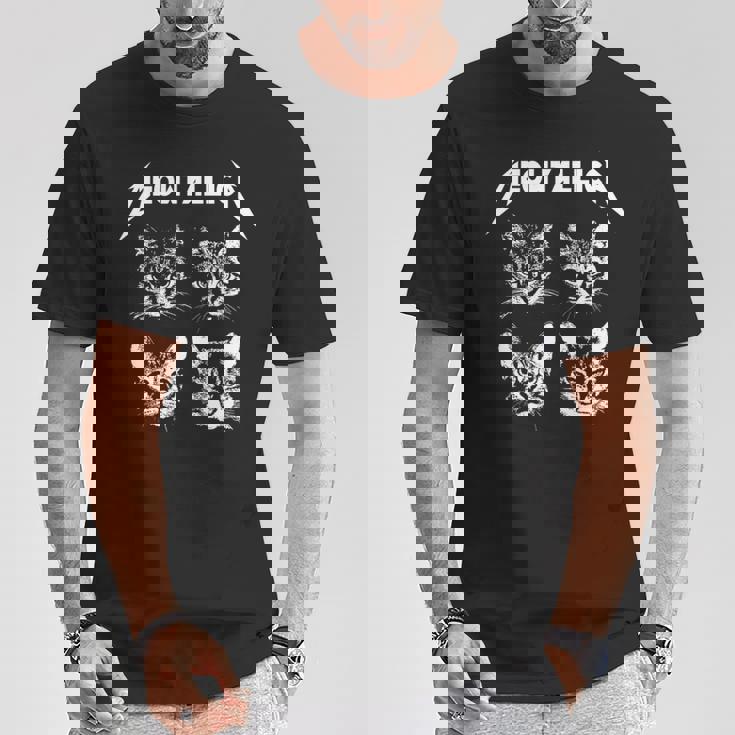 Meowtallica ブラック ホワイト 面白い パロディバンド 猫 子猫 恋人 長袖tシャツ Tシャツ 面白い贈り物