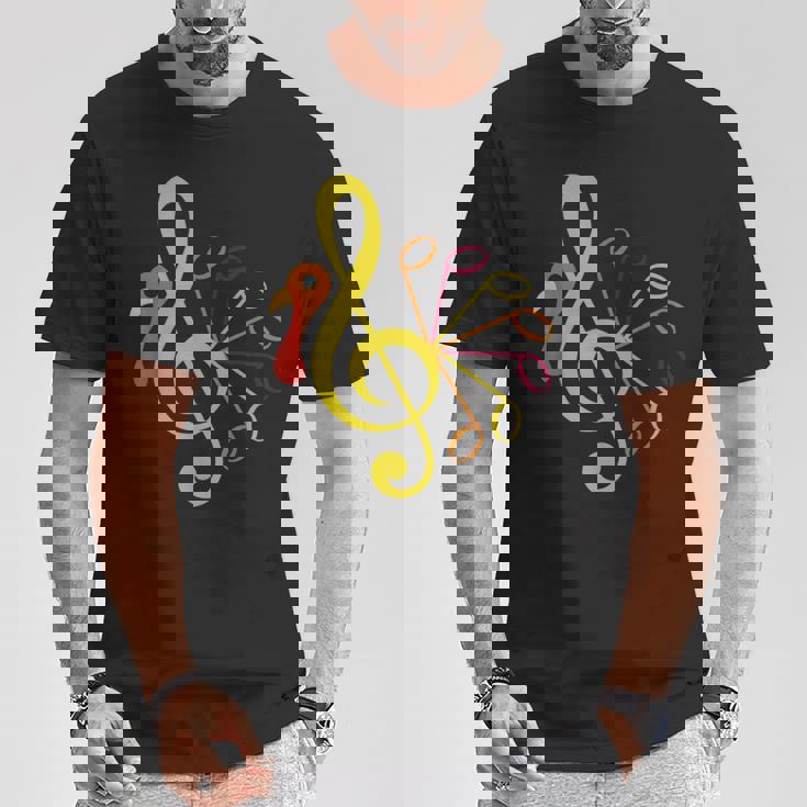 Music Note Symbol Turkey Teacher Fall Thanksgiving Autumn T-Shirt Unique Gifts