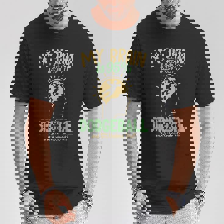 My Brain Is 95 ドッジボール プリズンボール チームゲーム ドッジボール Tシャツ 面白い贈り物