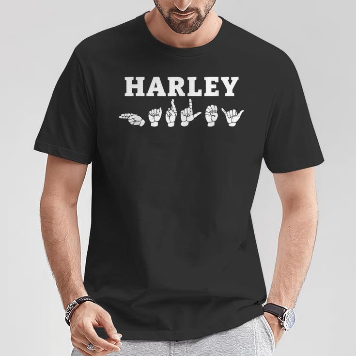 Nom Personnalisé Harley Asl Teacher Deaf T-Shirt Cadeaux drôles
