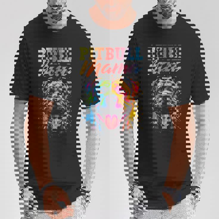 Pitbull Mama Colorful Pittie Mom Dog Lover Mother's Day T-Shirt Unique Gifts