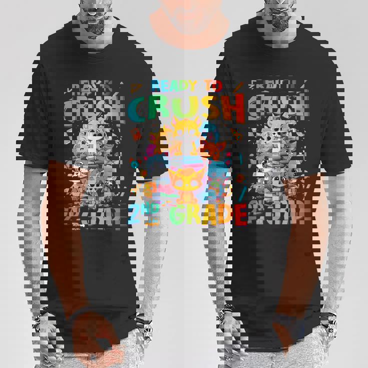 Ready To Crush 2Nd Grade Back Tochool 2Nd Grade Cat Kitten Tシャツ 面白い贈り物