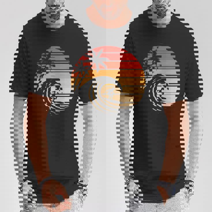 Retro Deurf Al Atardecer Intage Paraurfista De Playa Manga Larga Camiseta unisex Regalos divertidos