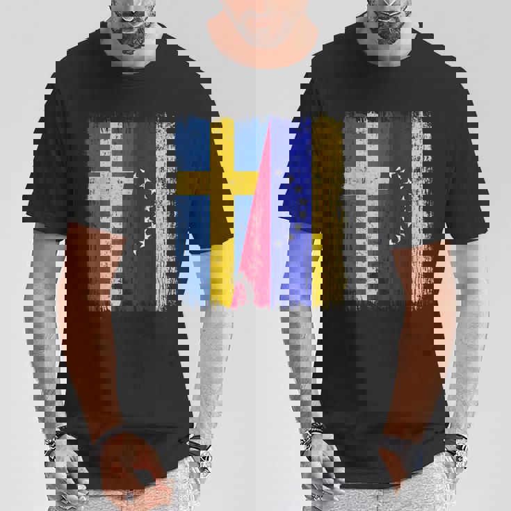 Sueciaenezuela Media Banderauecaenezolana Jersey Camiseta unisex Regalos divertidos