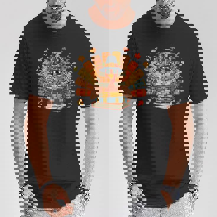 Thanksgiving Turkey Reading Book Fall Season Teacher Costume T-Shirt Unique Gifts