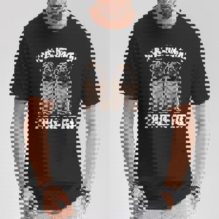 I Was Normal 2 Pugs Ago 面白い犬のパグオーナーパグ愛好家パグ Tシャツ 面白い贈り物