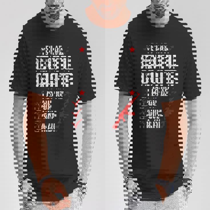 メンズ Yes I Have A Beautiful Daughters I Also Havearcastic Tシャツ 面白い贈り物