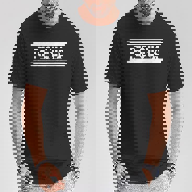 「Riona」ヘボン式「りおな」「リオナ」下の名前 ローマ字 名入れ 名乗り ラテン文字 綴り Tシャツ 面白い贈り物