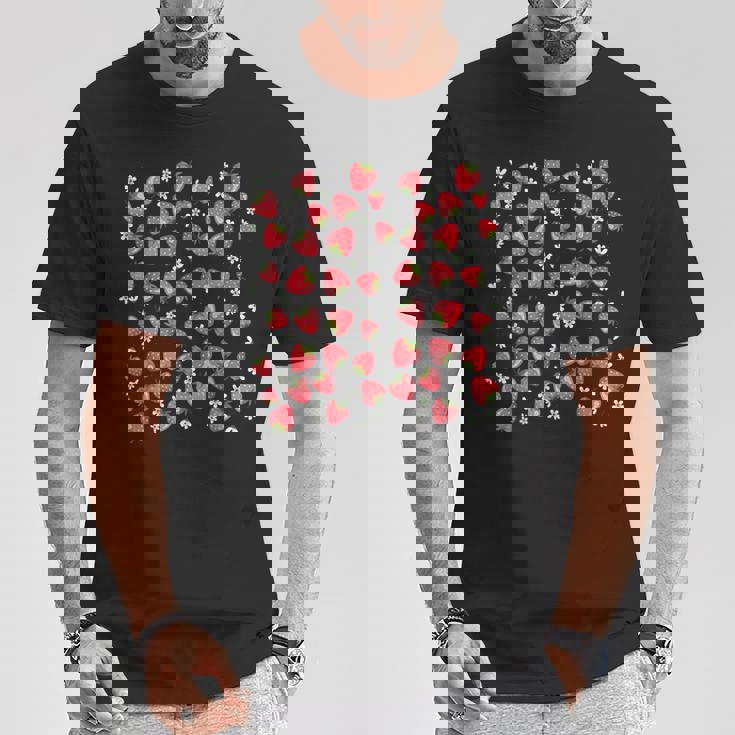 かわいいいちご原宿 美的いちご柄 Tシャツ 面白い贈り物