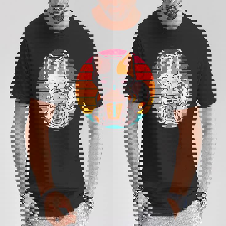 かわいい猫 ボバ ティーバブル アニメ 日本猫 女の子 ティーン Tシャツ 面白い贈り物