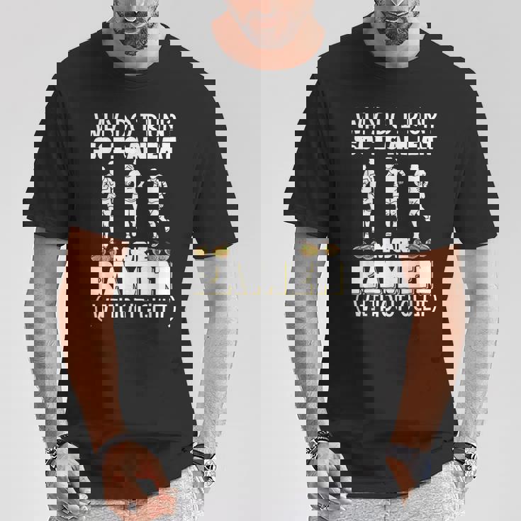 なぜ走るの だからもっと食べられるラーメンマラソン Tシャツ 面白い贈り物