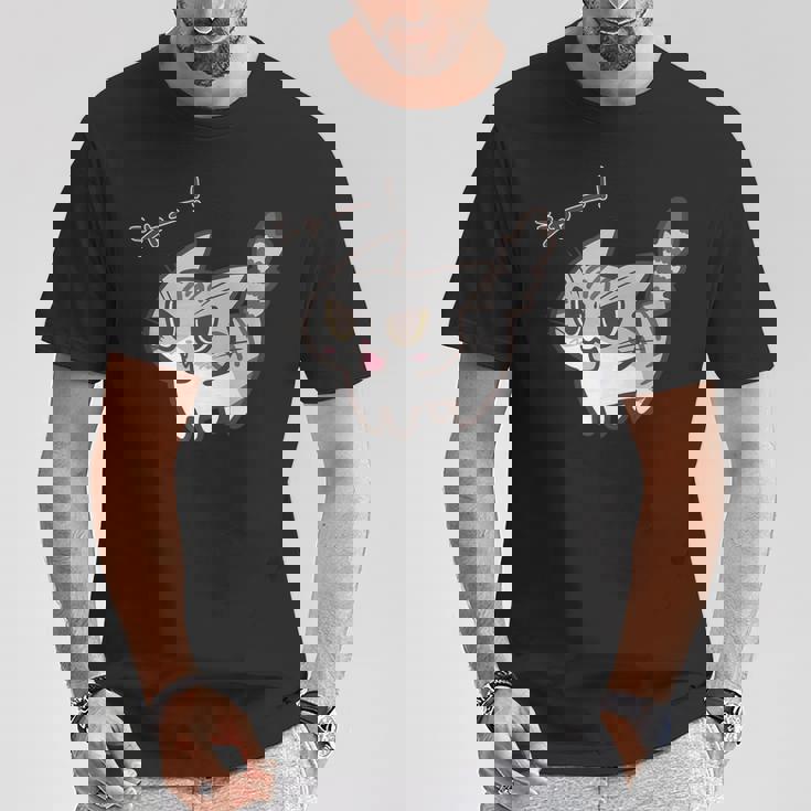 ねこシャーサバトラ白猫ver Tシャツ 面白い贈り物