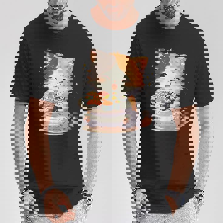 わがまま猫 寿司ねこ ラーメン好き かわいい おもしろ マンガ Tシャツ 面白い贈り物