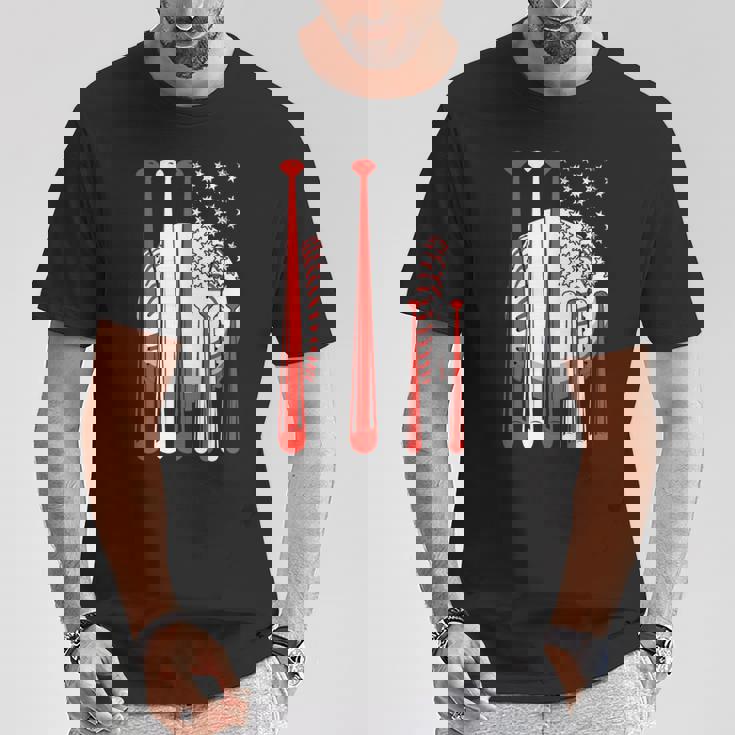 アメリカ 旗 国際的 ソフトボール 野球 メジャーリーグ プロリーグ スポーツ 名高い 大衆的 がいこく 選手会 長袖tシャツ Tシャツ 面白い贈り物