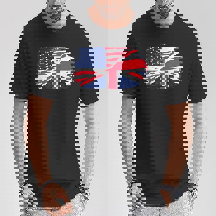 アメリカの国旗-ユニオンジャック-イギリスの国旗 Usa Flag Union Jack Uk Flag Tシャツ 面白い贈り物