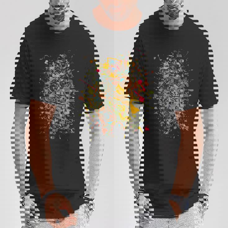 アメリカ先住民のココペリ カラフルスプラッシュ4 ファンの楽しみ Tシャツ 面白い贈り物