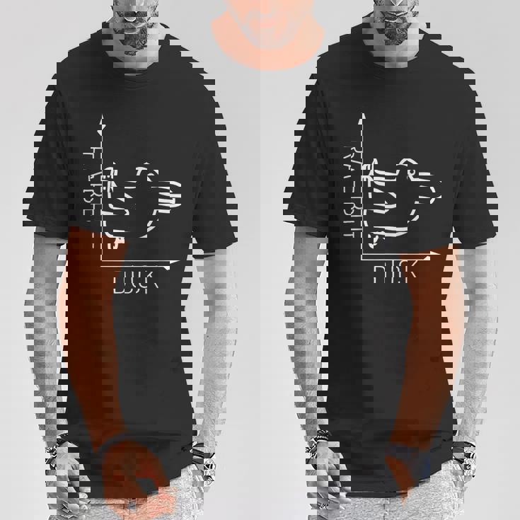 ウィトゲンシュタインのウサギのアヒル 前から後ろへの光のイリュージョン Tシャツ 面白い贈り物