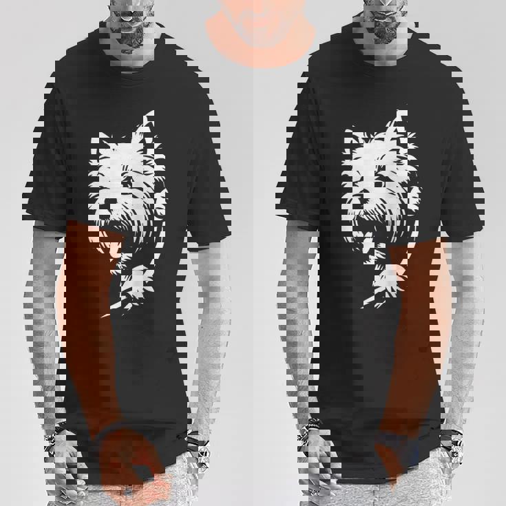 ウエスト ハイランド ホワイト テリア ピーキングドッグ ウェスティ デザイン Tシャツ 面白い贈り物