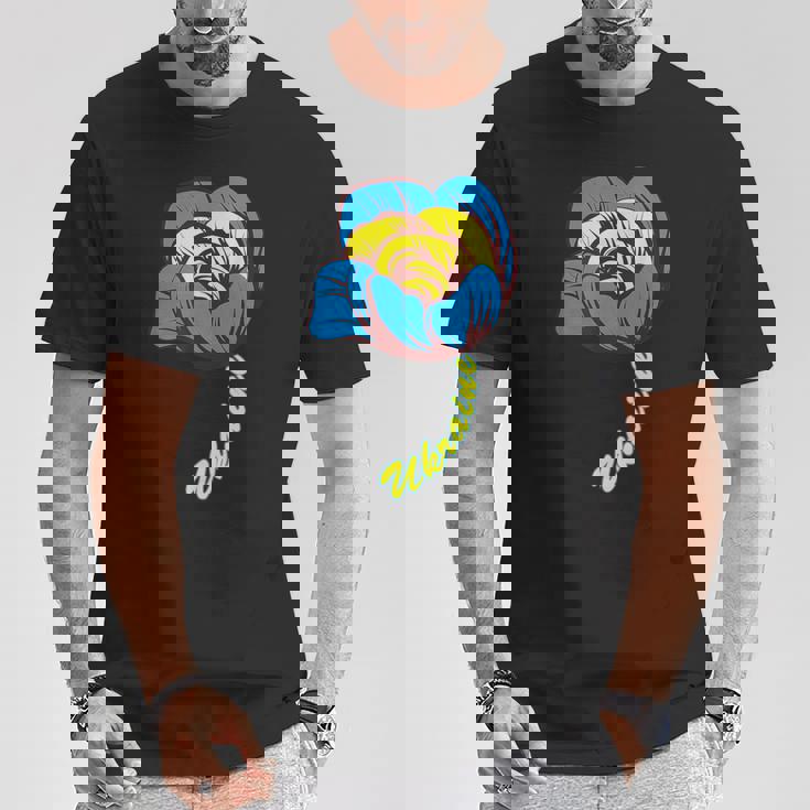 ウクライナ バラの花 旗 フリー ウクライナ応援 ウクライナ Tシャツ 面白い贈り物