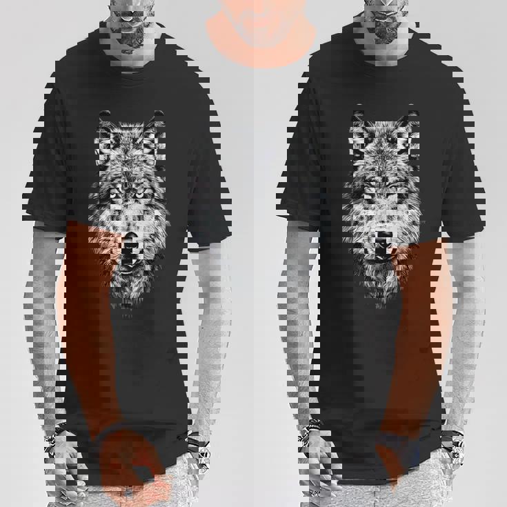 オオカミのモチーフ オオカミが大好き オオカミの群れ オオカミの犬 野生のオオカミ Tシャツ 面白い贈り物