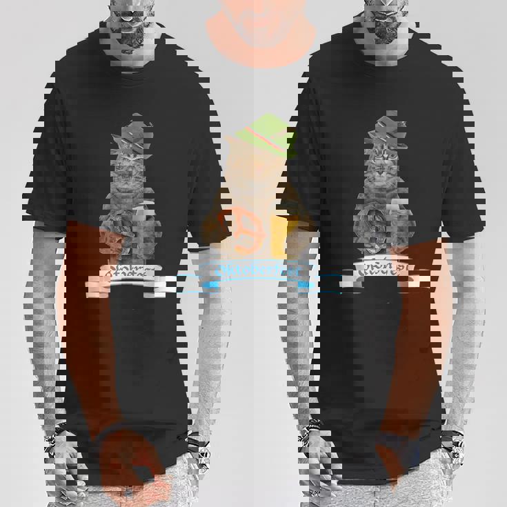 オクトーバーフェスト 猫 ドイツビール 長袖tシャツ Tシャツ 面白い贈り物