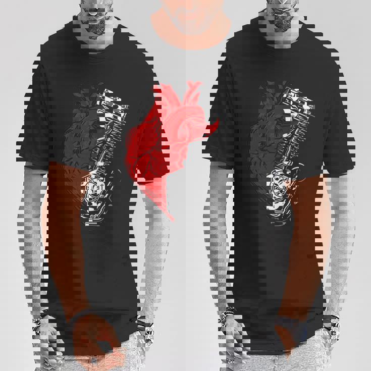 オートバイ エンジン バイカー アンチバレンタインデー 面白いグラフィック 長袖tシャツ Tシャツ 面白い贈り物