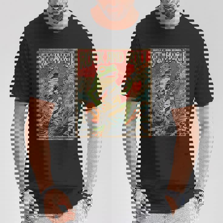 カエル 演奏 ベース ギター ロック オン ヴィンテージ ロック ギタリスト カエル Tシャツ 面白い贈り物