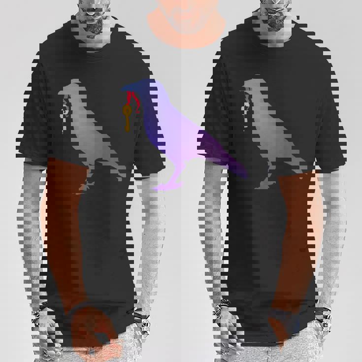 カラス カラス カラス シャツ ゴールド キーホルダー 青い鳥 カラス Tシャツ 面白い贈り物