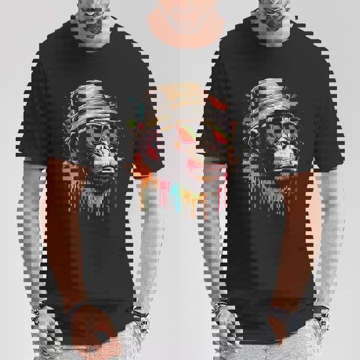 カラフル エイプ クール ヴィンテージ グラフィティ グラフィックアート Tシャツ 面白い贈り物