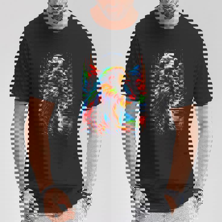 カラフル マンドリル 猿 精霊 動物 かっこいい イラスト アート Tシャツ 面白い贈り物