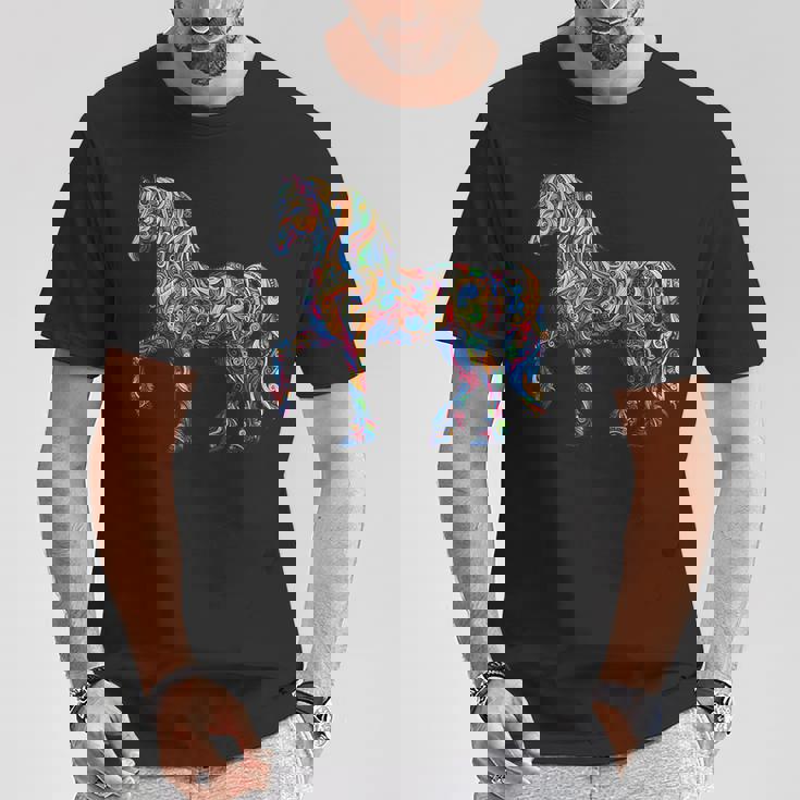 カラフルな抽象的な馬 Tシャツ 面白い贈り物