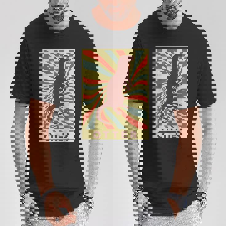 カワウソ 動物 レトロ ヴィンテージ カワウソ Tシャツ 面白い贈り物