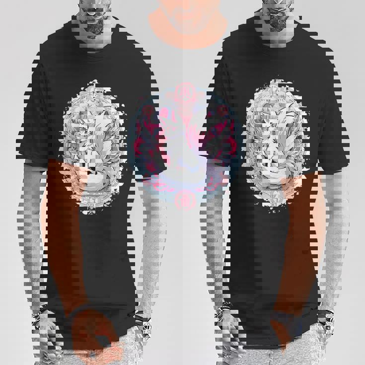 キツネ かわいい コスチューム 九尾狐 ドラゴンズ Tシャツ 面白い贈り物