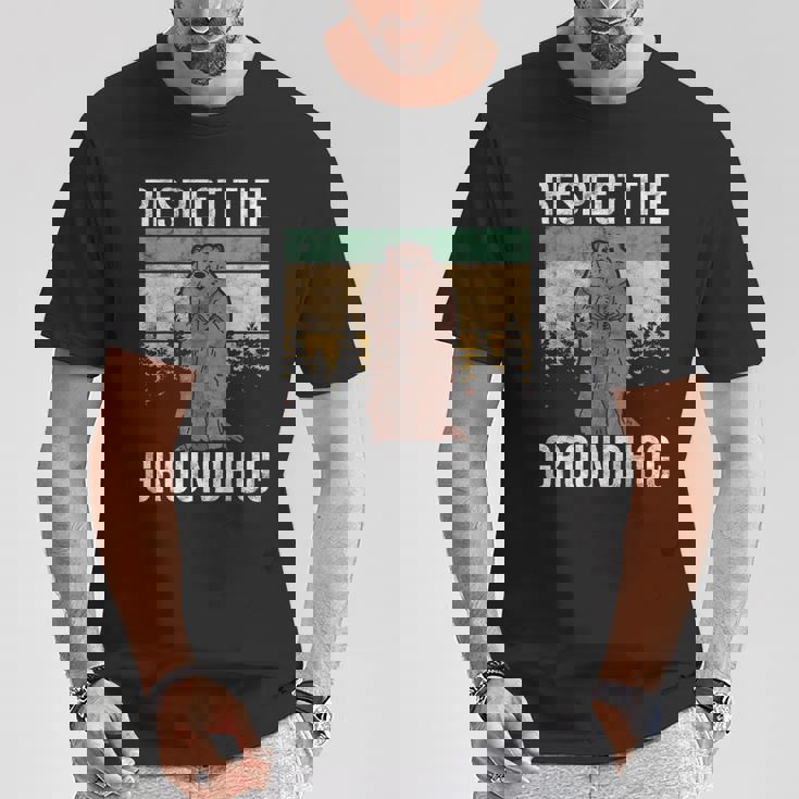 グラウンド・ホッグ Respect The Groundhog Tシャツ 面白い贈り物
