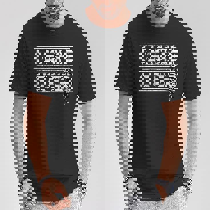 ケージドされた従順なコック、フェムドム カッコド 男性 貞操プレイ 長袖tシャツ Tシャツ 面白い贈り物