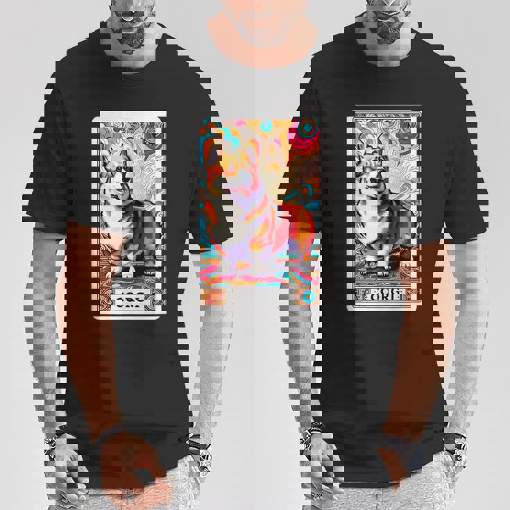 コーギー 面白いtシャツ 犬 タロット カード かわいい メンズ 子供 おもしろ 服 グッズ ネタ わんこ Tシャツ 面白い贈り物
