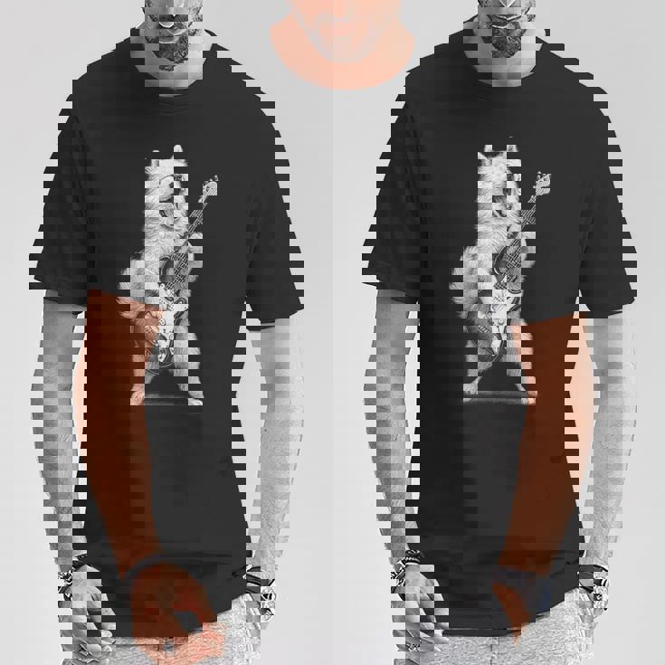 サモエド ギターを弾く ロックミュージック 犬好き Tシャツ 面白い贈り物